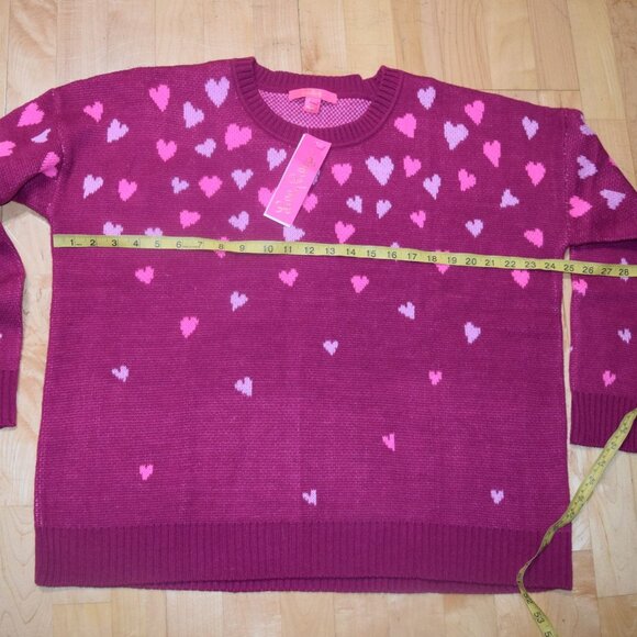 New w $138 Tags! LILLY PULITZER Women's Sz XL Elizabelle Sweater - Mulberry Hear - Picture 7 of 7